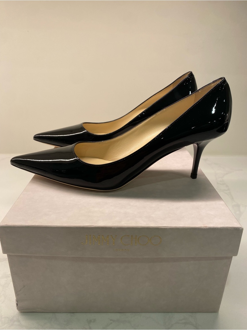 BNIB Jimmy Choo Black Patent Leather Aurora 2.5” Pumps - Picture 3 of 9